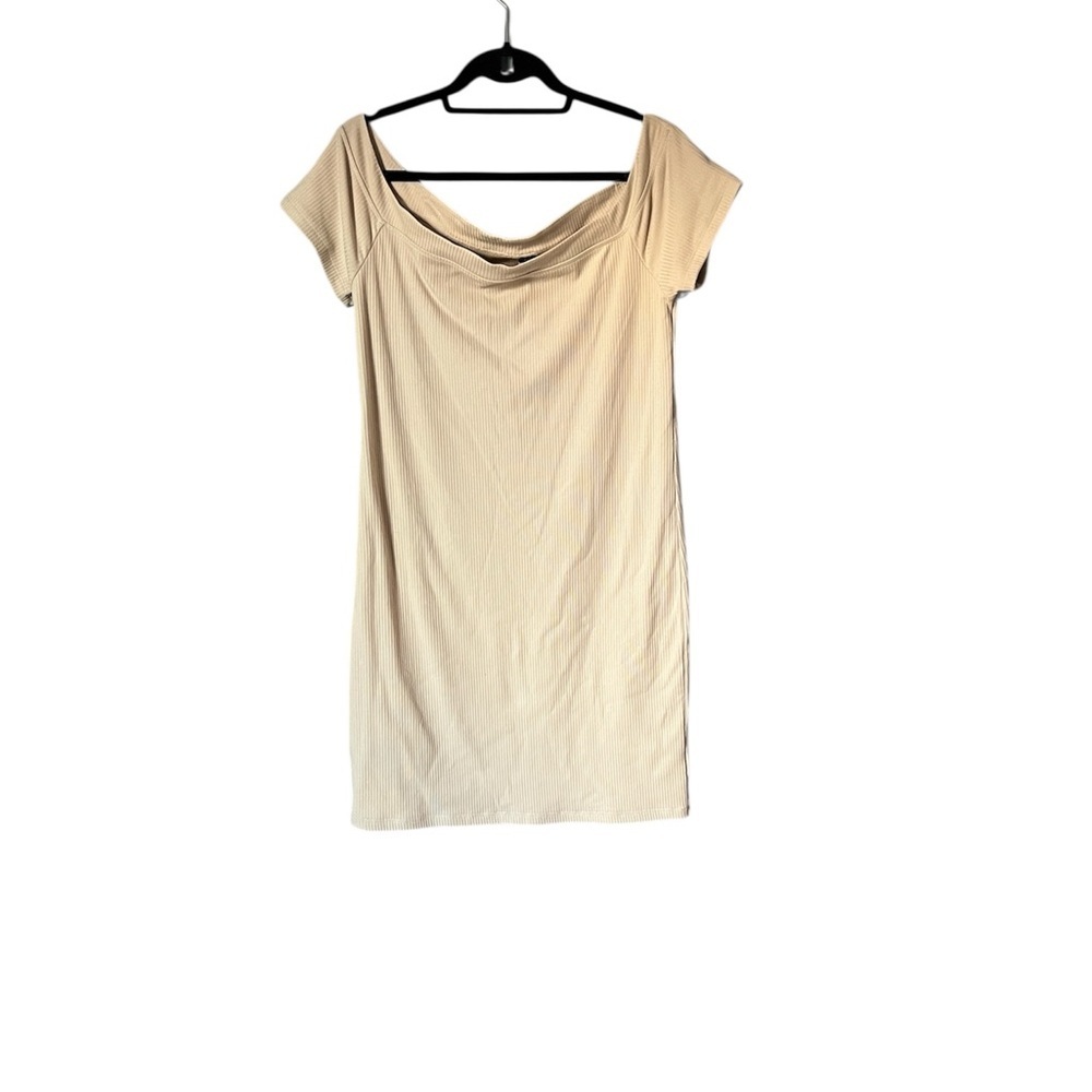 Old Navy Women’s Cream Beige Ribbed Off-Shoulder Mini Dress XL